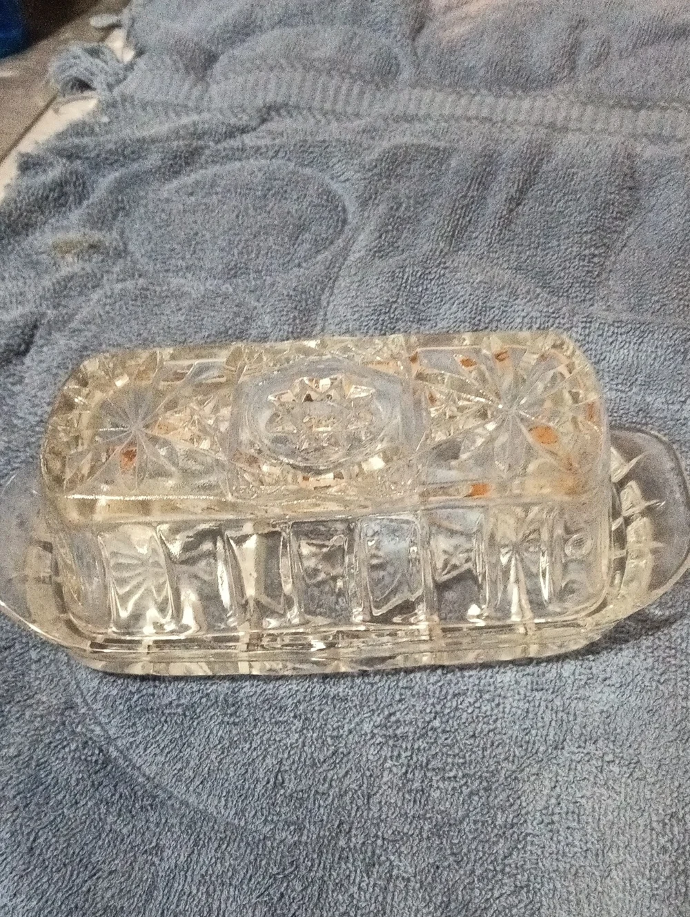Clear Cut Glass Butter Dish - Classic Home Bath Accent